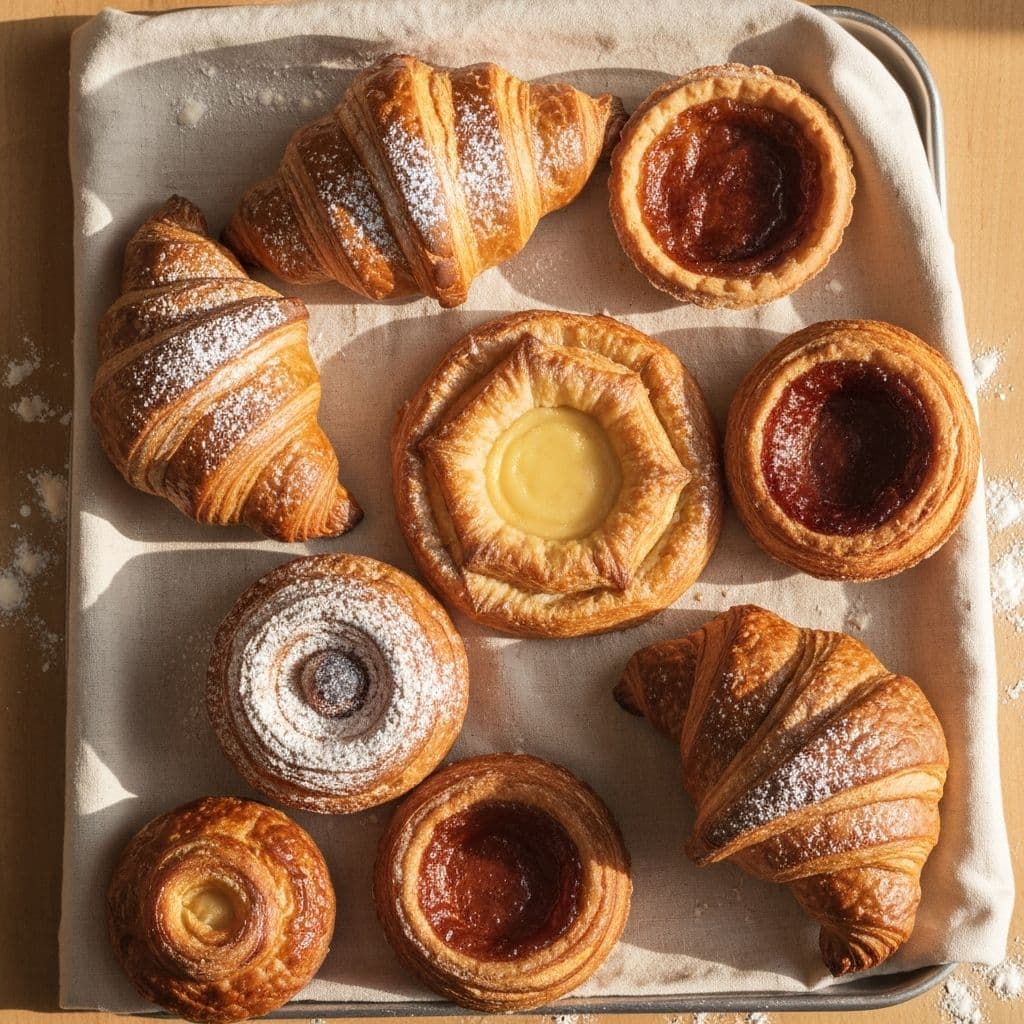 Tray of fresh pastries